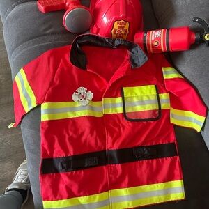 Kids Red Firefighter Costume- Used